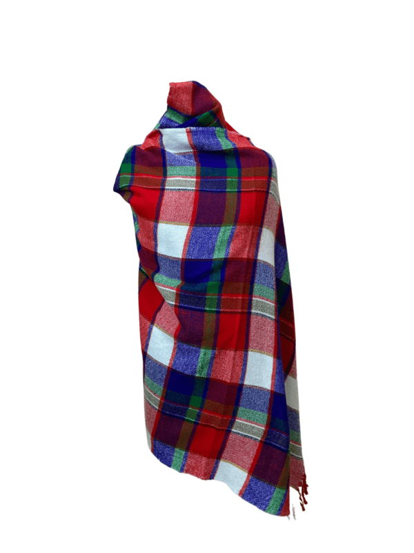 Nepali White Check Shawl