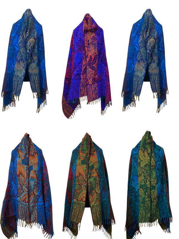 Multi flower jacquard shawl